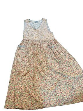 Vintage Carol Anderson Petites Cottage Prairie Midi Floral Tie Back Dress
